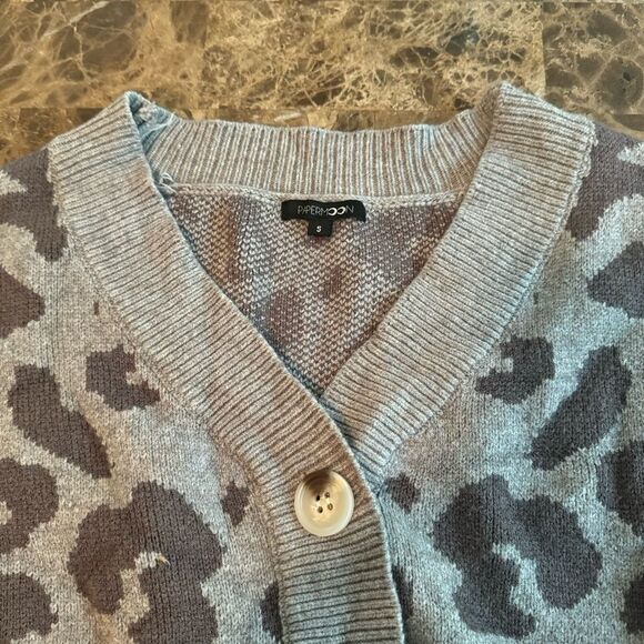 Paper Moon button front animal print cardigan sweater - Picture 7 of 12